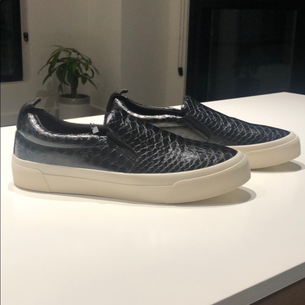 Zara Croc Embossed Slip On Platform Sneakers